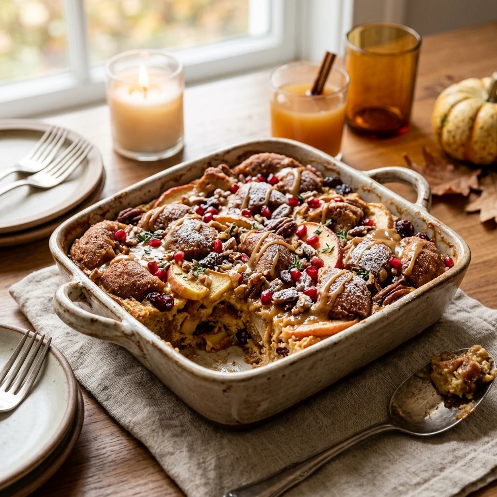 Thanksgiving Apple Cider Donut Breakfast Casserole Fall Morning