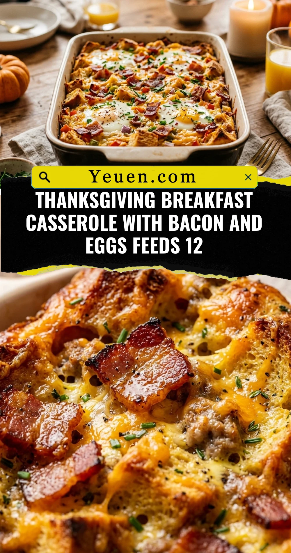 Thanksgiving Breakfast Casserole With Bacon And Eggs Feeds 12