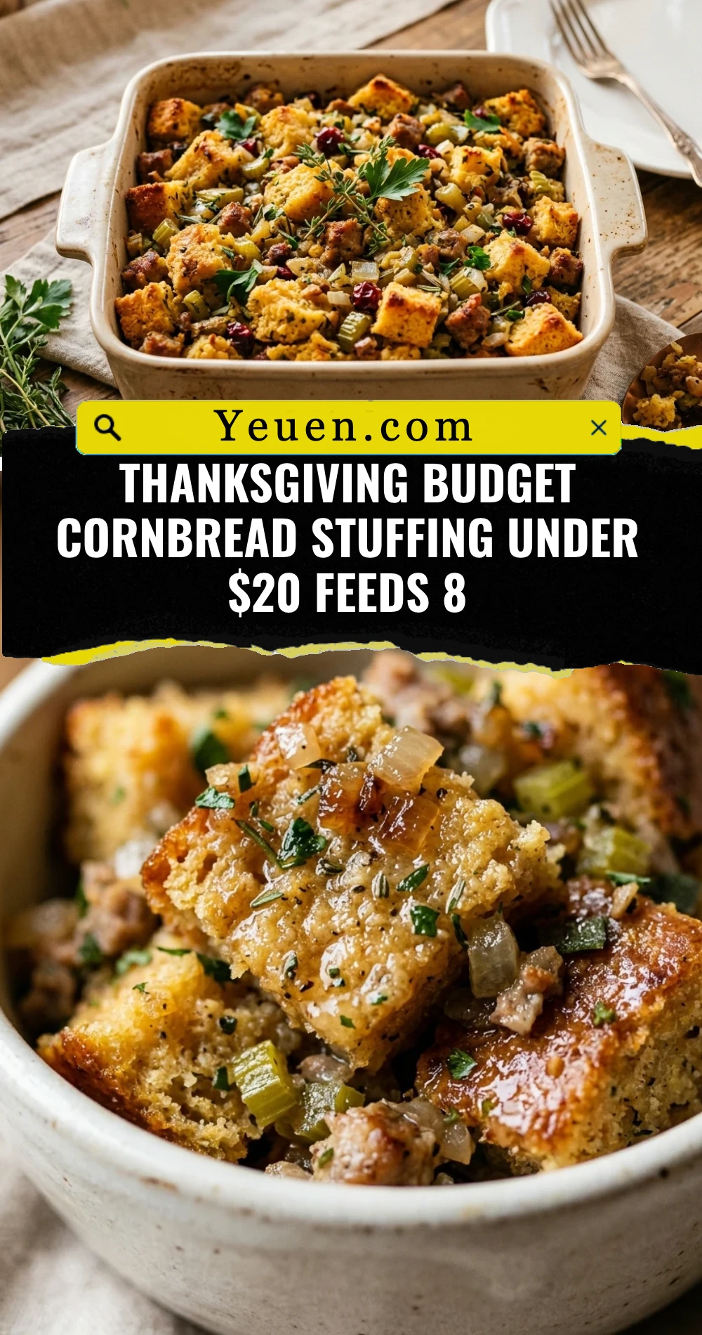 Thanksgiving Budget Cornbread Stuffing Under $20 Feeds 8