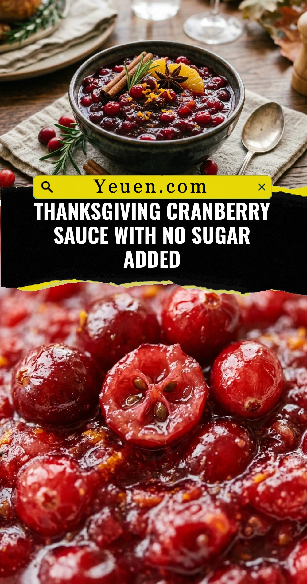 Thanksgiving Cranberry Sauce With No Sugar Added