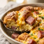 Thanksgiving Croissant Breakfast Casserole With Ham And Cheese