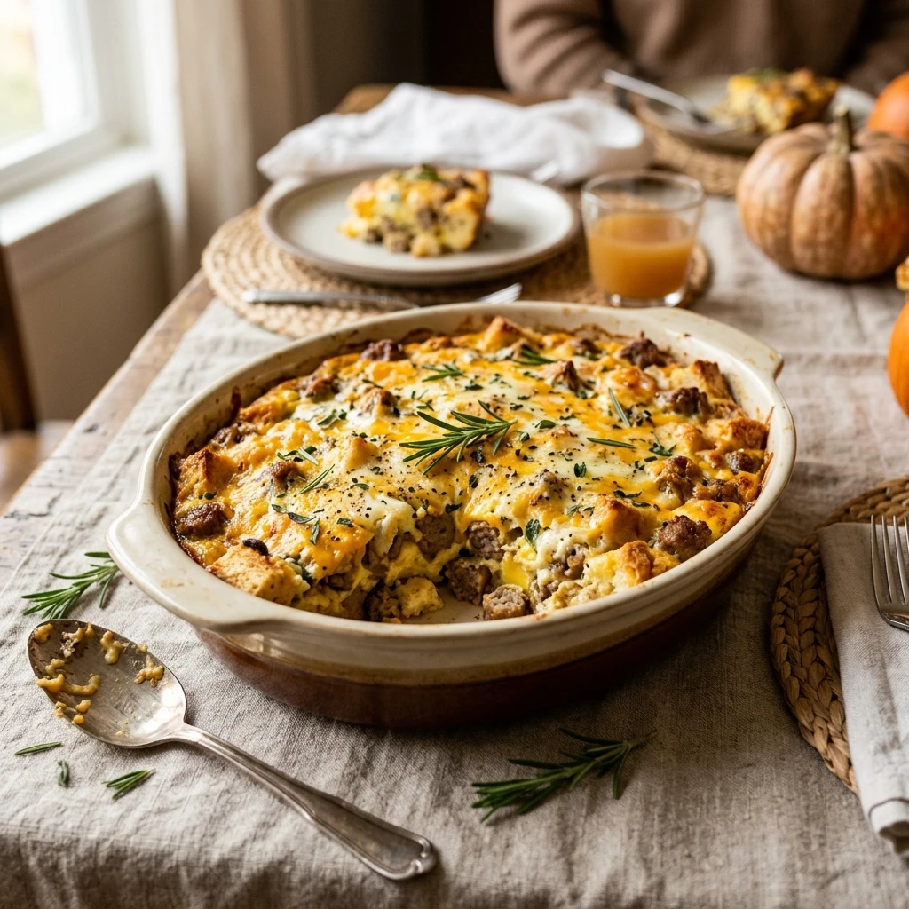 Thanksgiving Egg And Sausage Casserole With Cheese Feeds A Crowd