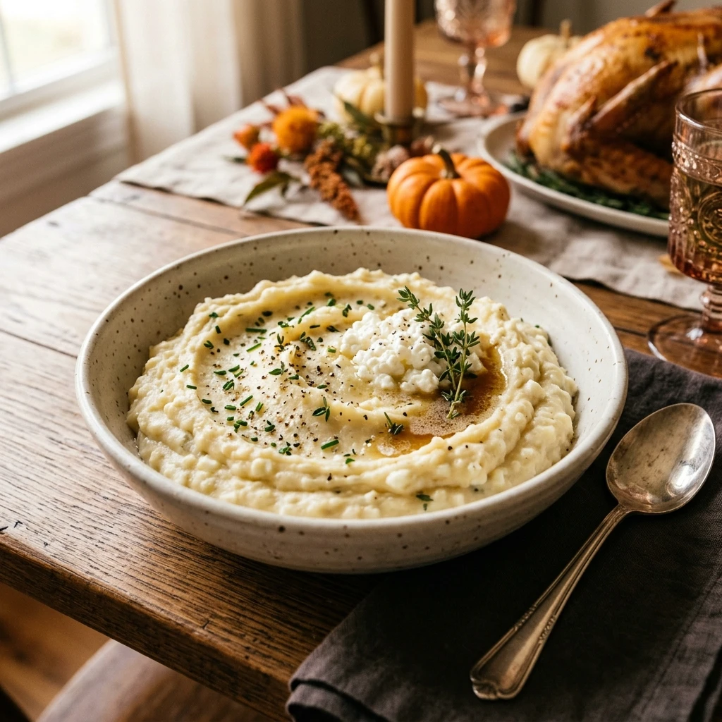 Thanksgiving High Protein Mashed Potatoes With Cottage Cheese Healthy