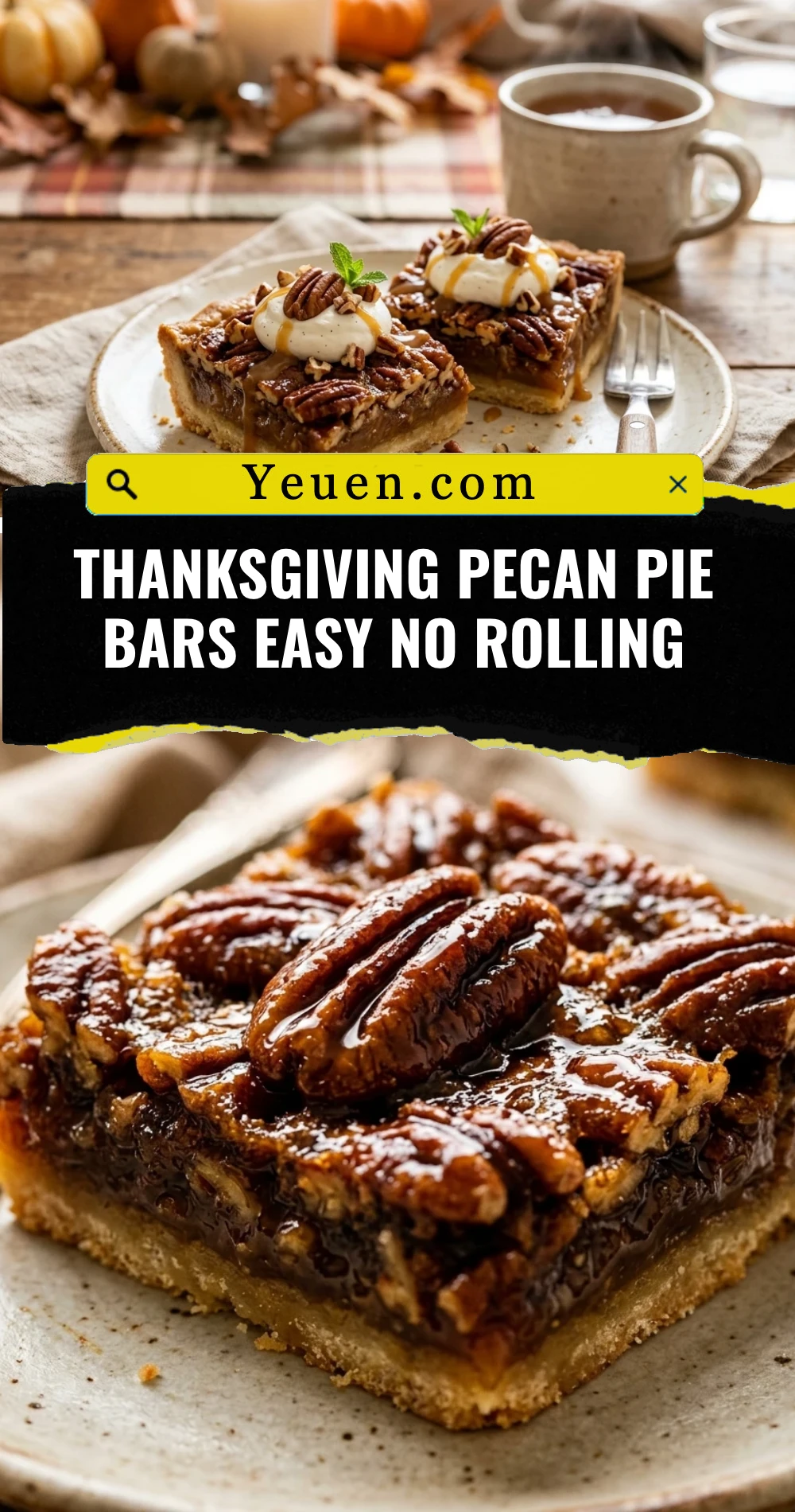 Thanksgiving Pecan Pie Bars Easy No Rolling