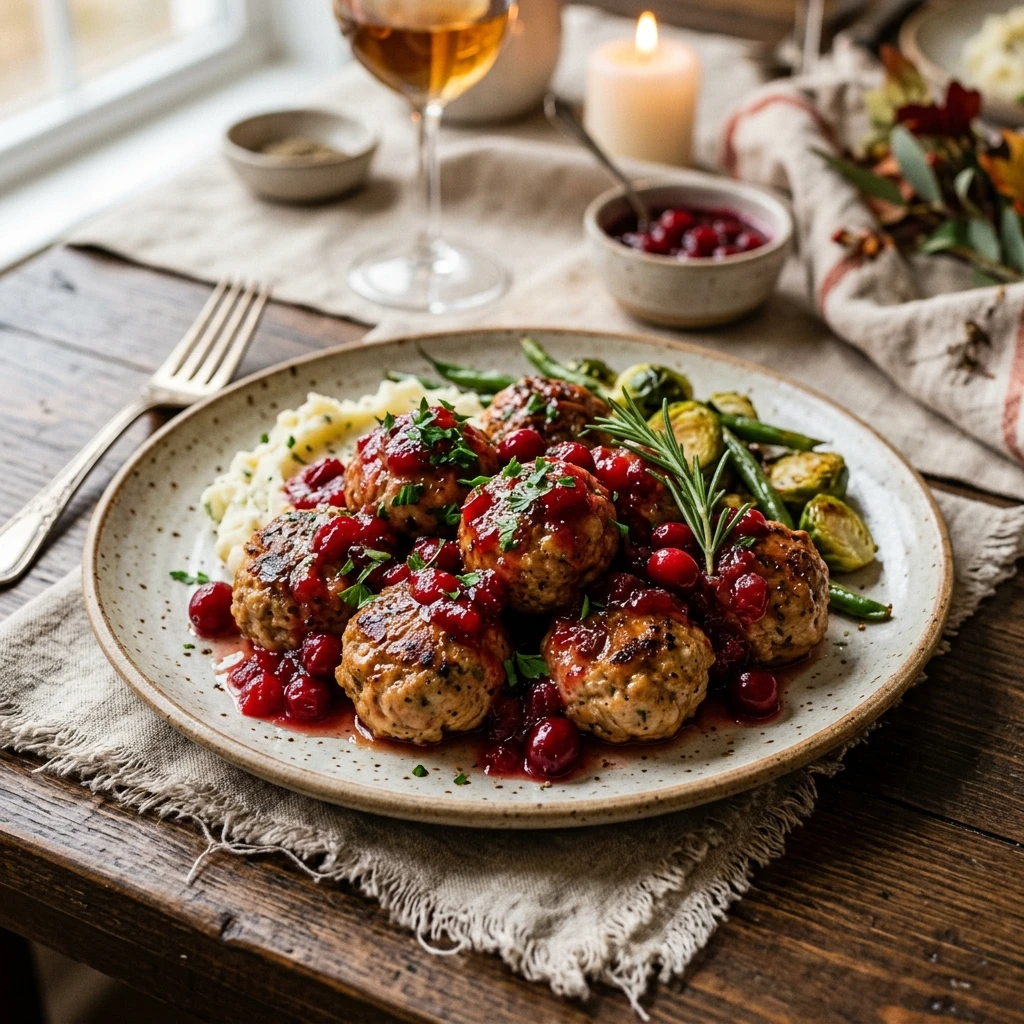 Thanksgiving Turkey Meatballs With Cranberry Sauce High Protein