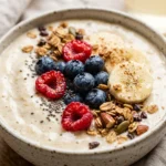 Thick Creamy Banana Oat Smoothie Bowl Granola Fruit Healthy Weight Loss Superfood