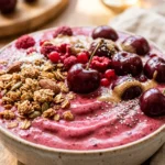 Thick Creamy Cherry Smoothie Bowl Granola Fruit Superfood Healthy Weight Loss Viral