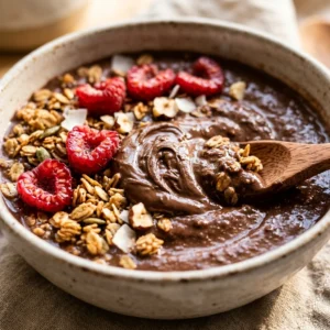 Thick Creamy Nutella Smoothie Bowl Healthy Dessert Breakfast Granola Viral