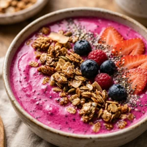 Thick Creamy Pitaya Dragon Fruit Smoothie Bowl Pink Superfood Granola Viral Healthy