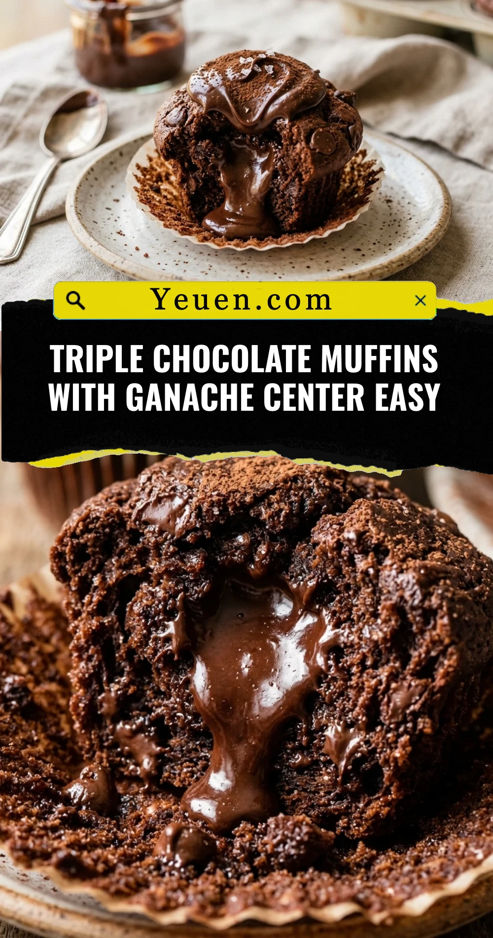 Triple Chocolate Muffins With Ganache Center Easy