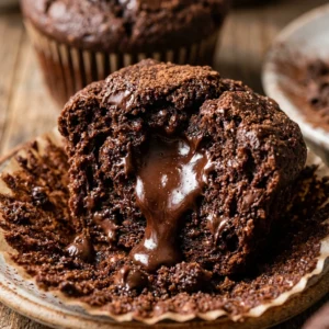 Triple Chocolate Muffins With Ganache Center Easy