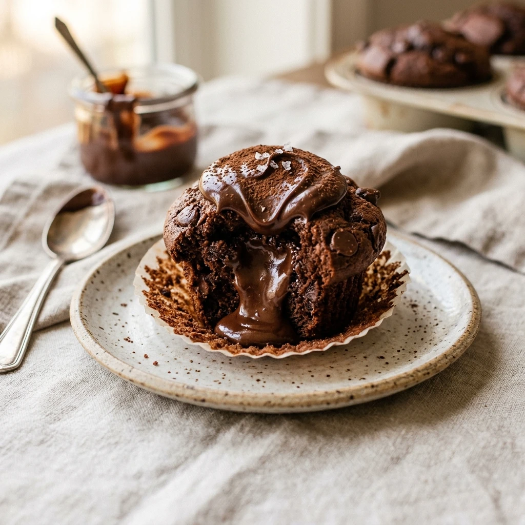 Triple Chocolate Muffins With Ganache Center Easy