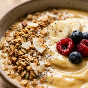 Tropical Banana Coconut Smoothie Bowl Thick Creamy Granola Fruit Viral Colorful