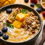 Tropical Coconut Mango Smoothie Bowl Thick Creamy Granola Fruit Viral Colorful