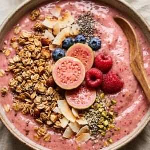 Tropical Guava Smoothie Bowl Thick Creamy Pink Granola Fruit Viral Colorful Superfood