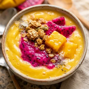 Tropical Mango Smoothie Bowl Thick Creamy Granola Fruit Pitaya Viral Colorful