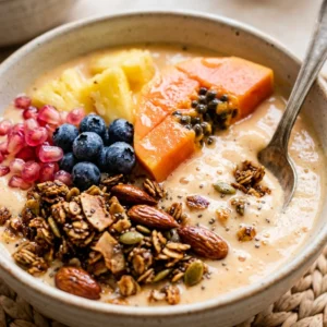 Tropical Papaya Smoothie Bowl Thick Creamy Granola Fruit Viral Colorful Superfood