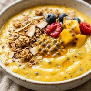 Tropical Passion Fruit Smoothie Bowl Thick Creamy Granola Fruit Viral Colorful