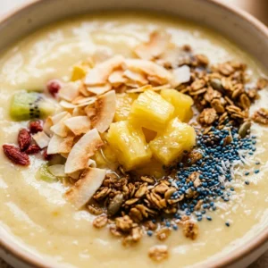 Tropical Pineapple Coconut Smoothie Bowl Thick Creamy Granola Fruit Viral Colorful