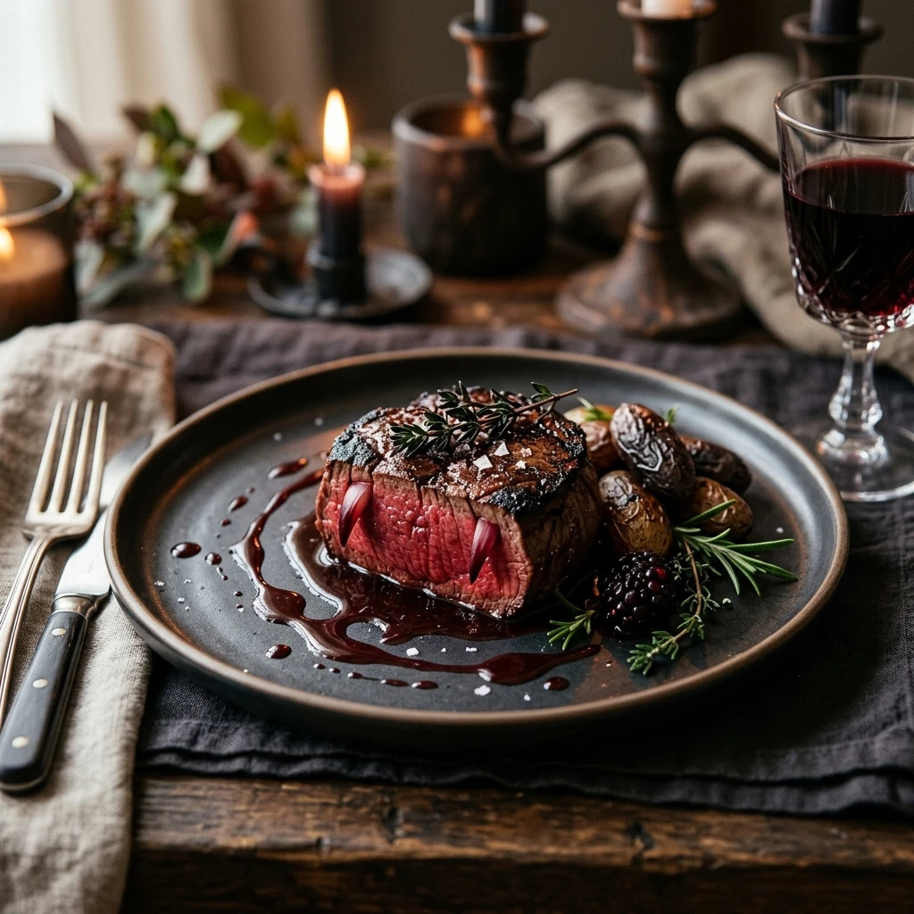 Vampire Steak Halloween Bloody Rare Spooky Dinner
