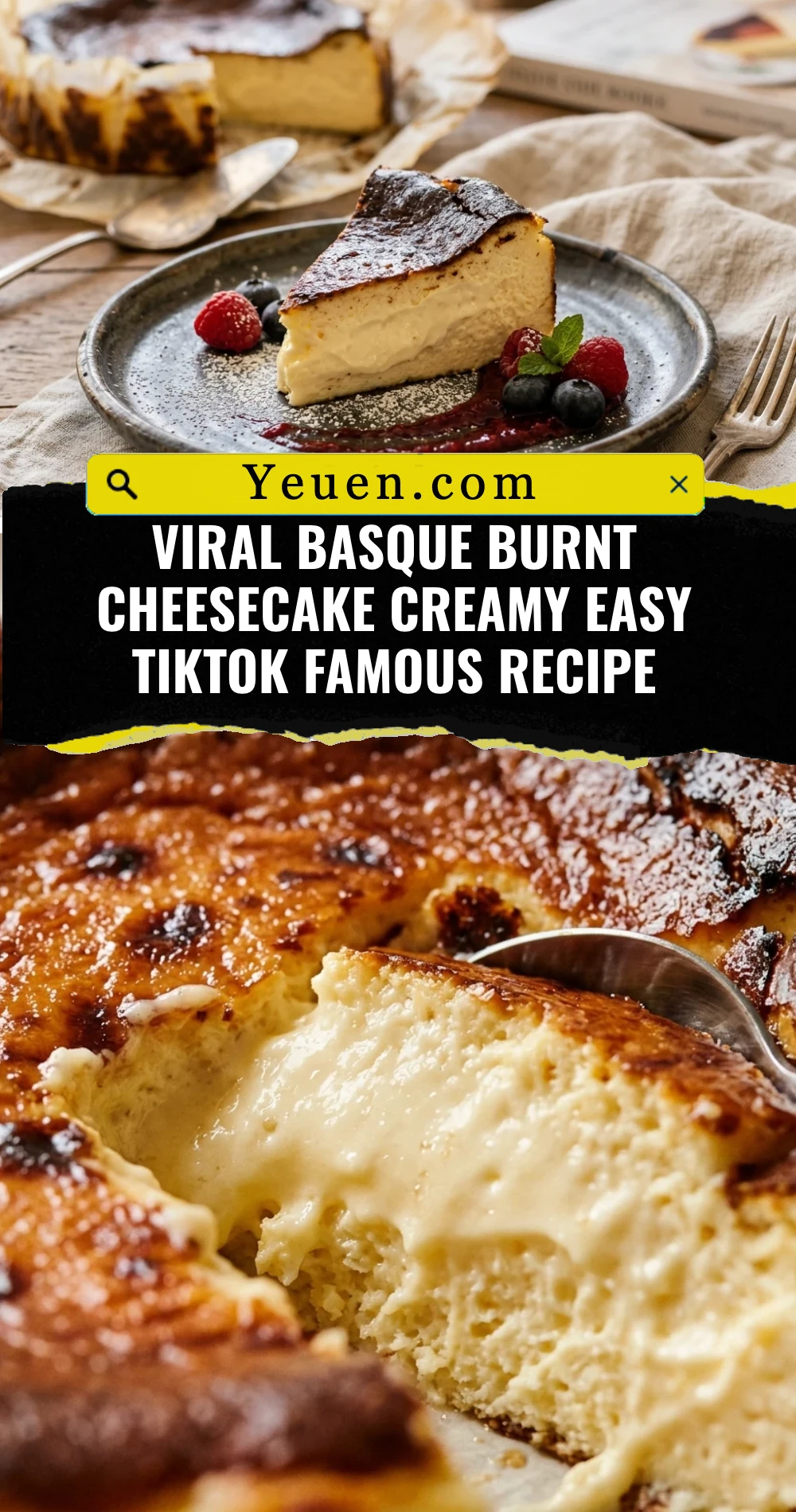 Viral Basque Burnt Cheesecake Creamy Easy TikTok Famous Recipe