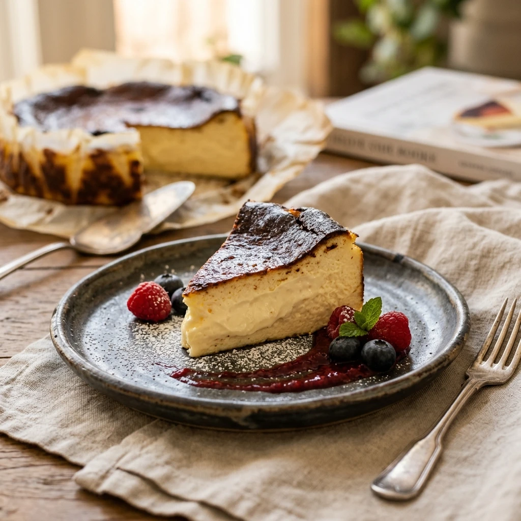 Viral Basque Burnt Cheesecake Creamy Easy TikTok Famous Recipe