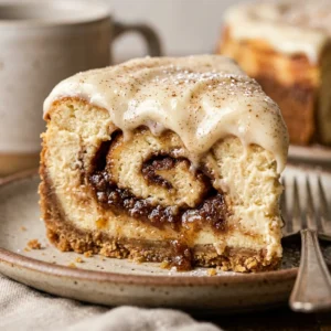Viral Cinnamon Roll Cheesecake Creamy Baked Easy TikTok Famous Recipe