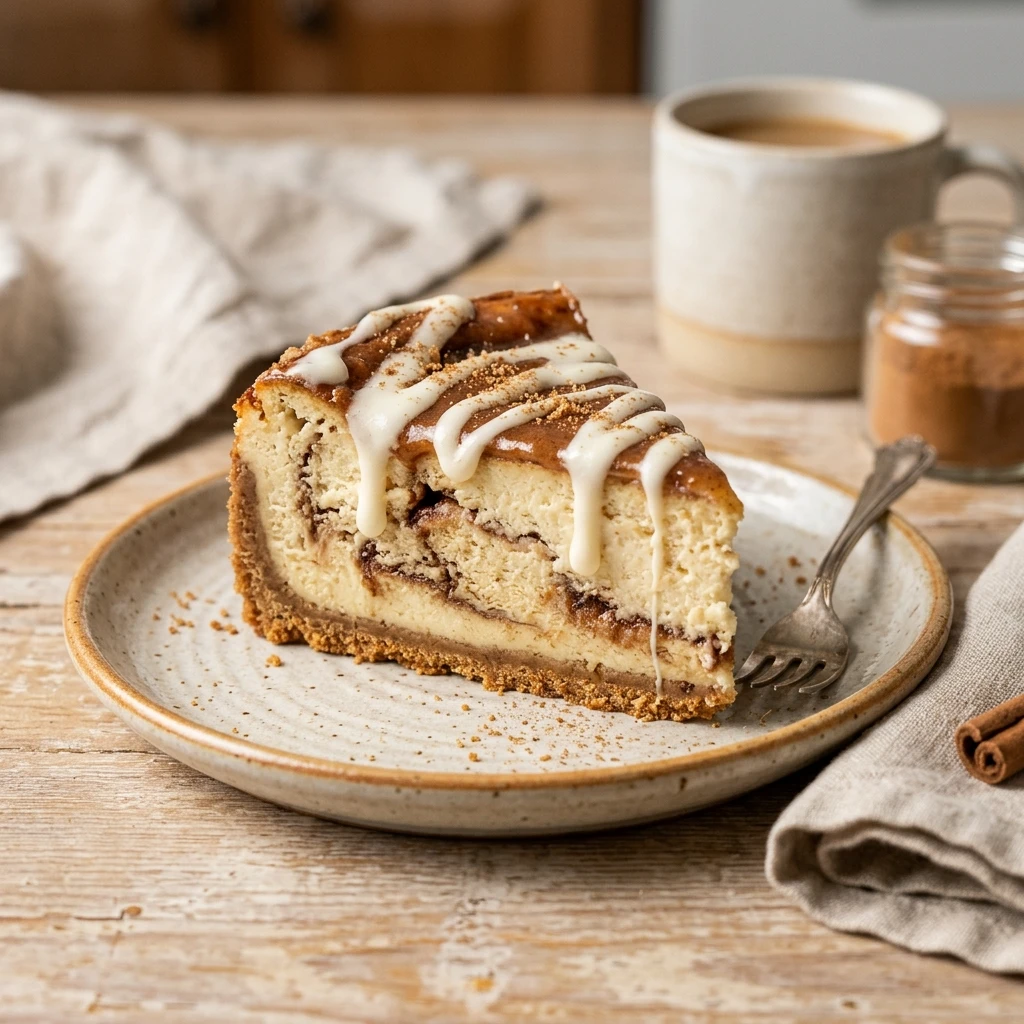 Viral Cinnamon Roll Cheesecake Creamy Baked Easy TikTok Famous Recipe
