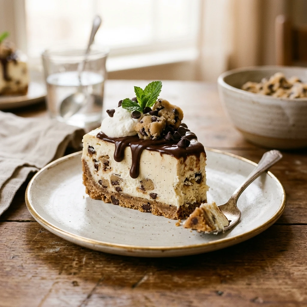 Viral Cookie Dough Cheesecake Creamy No Bake Easy TikTok Famous Recipe