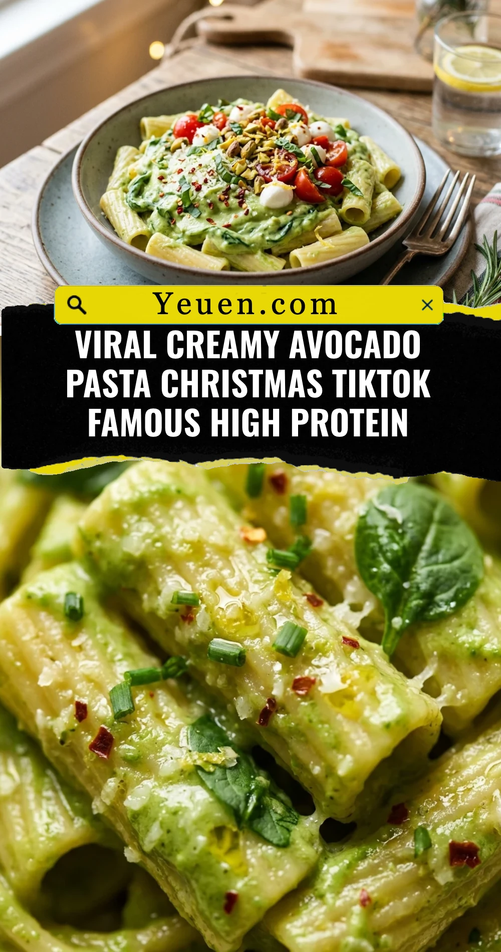 Viral Creamy Avocado Pasta Christmas TikTok Famous High Protein