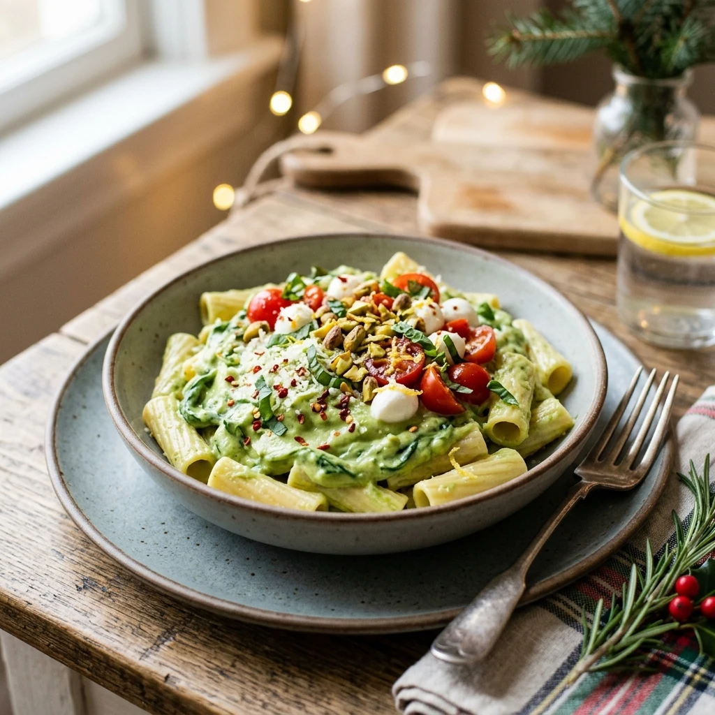 Viral Creamy Avocado Pasta Christmas TikTok Famous High Protein