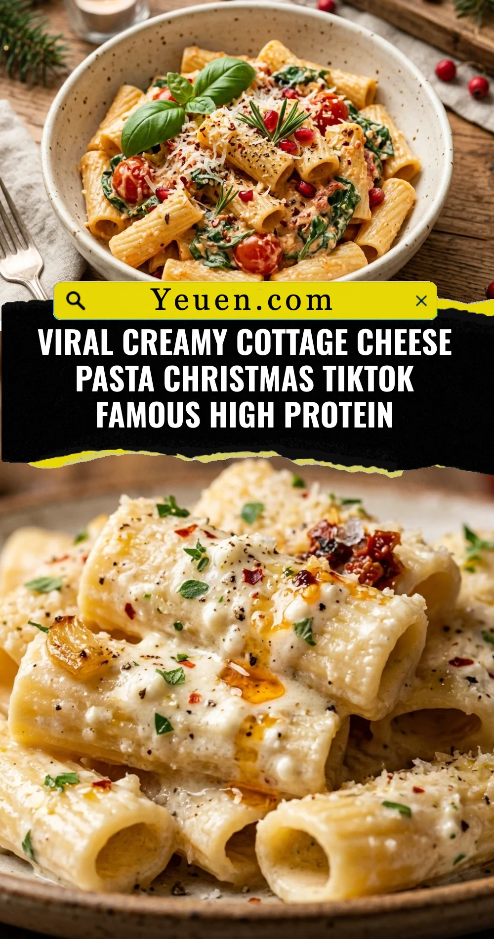 Viral Creamy Cottage Cheese Pasta Christmas TikTok Famous High Protein