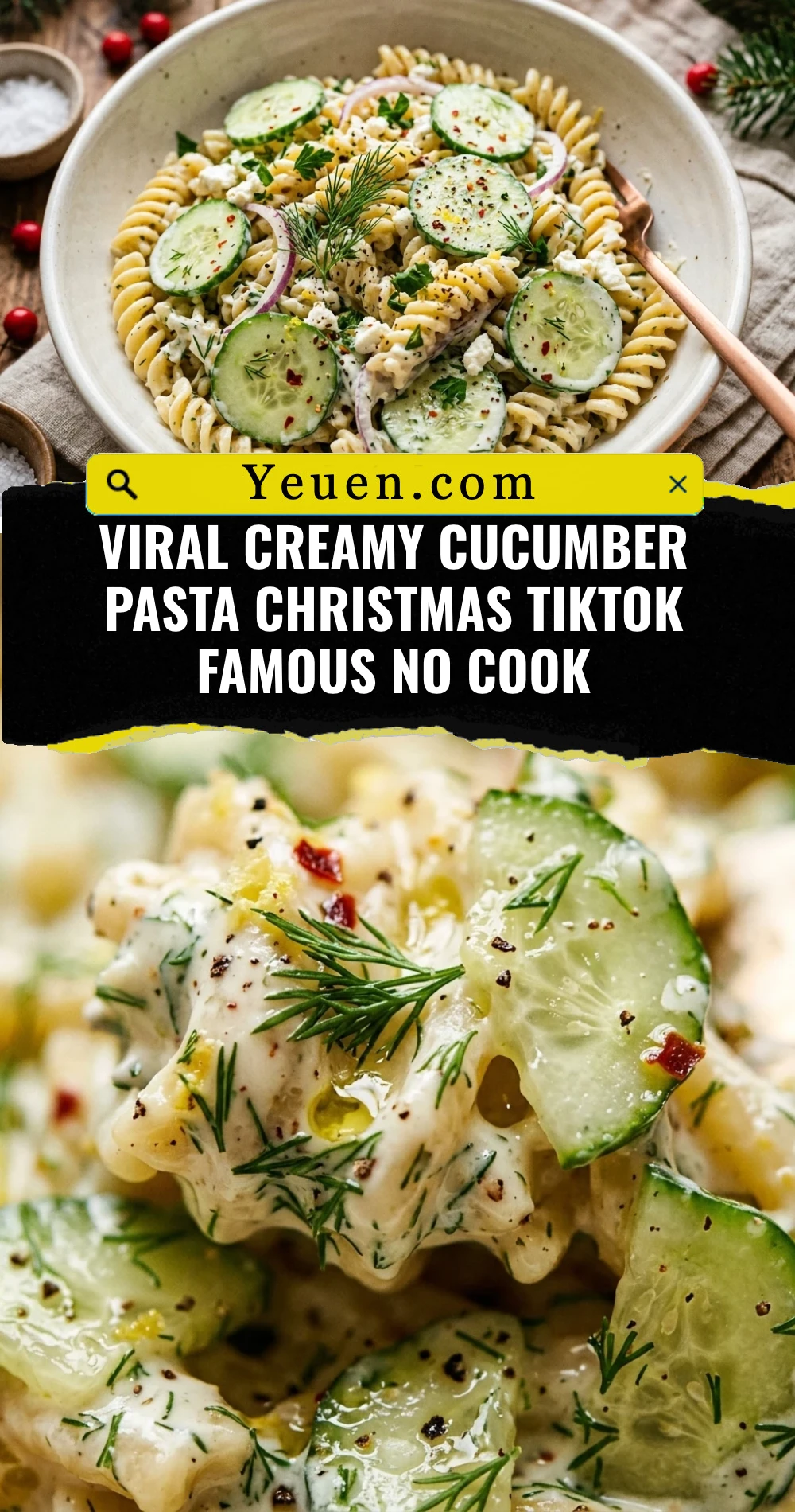Viral Creamy Cucumber Pasta Christmas TikTok Famous No Cook