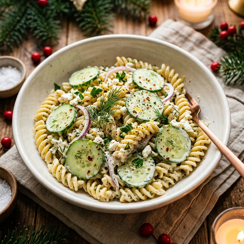 Viral Creamy Cucumber Pasta Christmas TikTok Famous No Cook