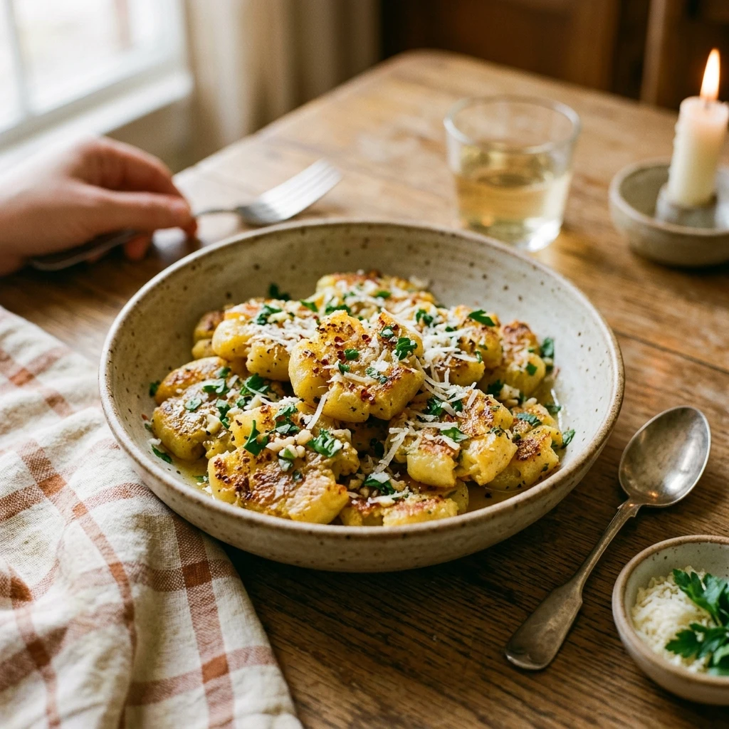 Viral Crispy Smashed Gnocchi with Garlic Butter