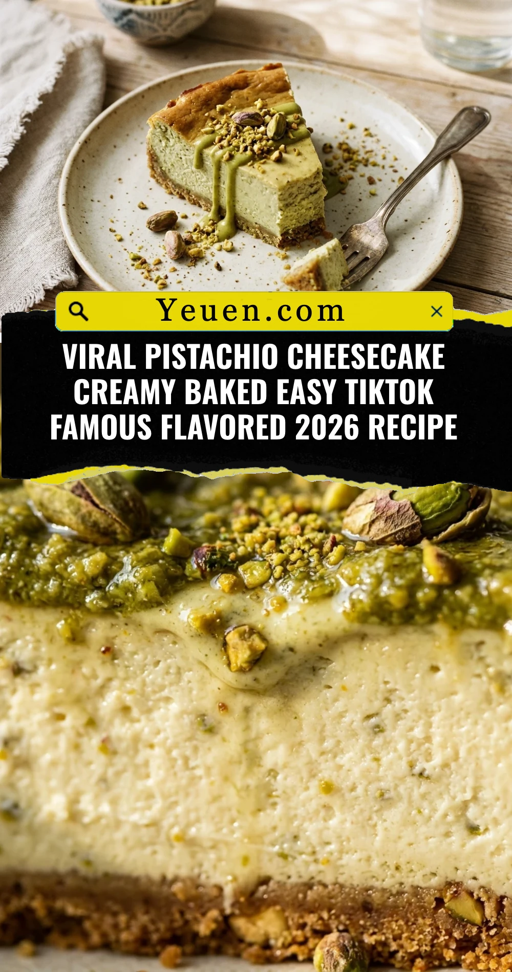 Viral Pistachio Cheesecake Creamy Baked Easy TikTok Famous Flavored 2026 Recipe