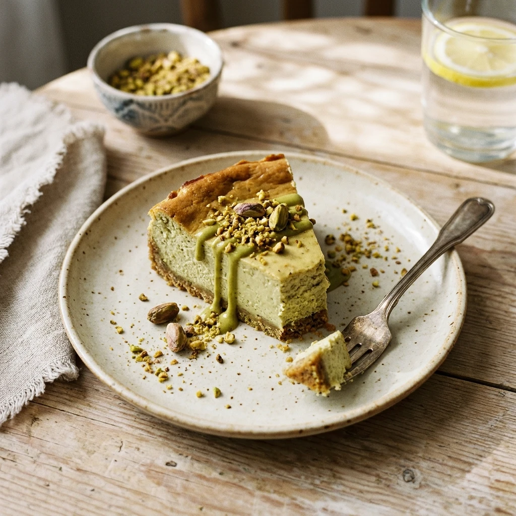 Viral Pistachio Cheesecake Creamy Baked Easy TikTok Famous Flavored 2026 Recipe