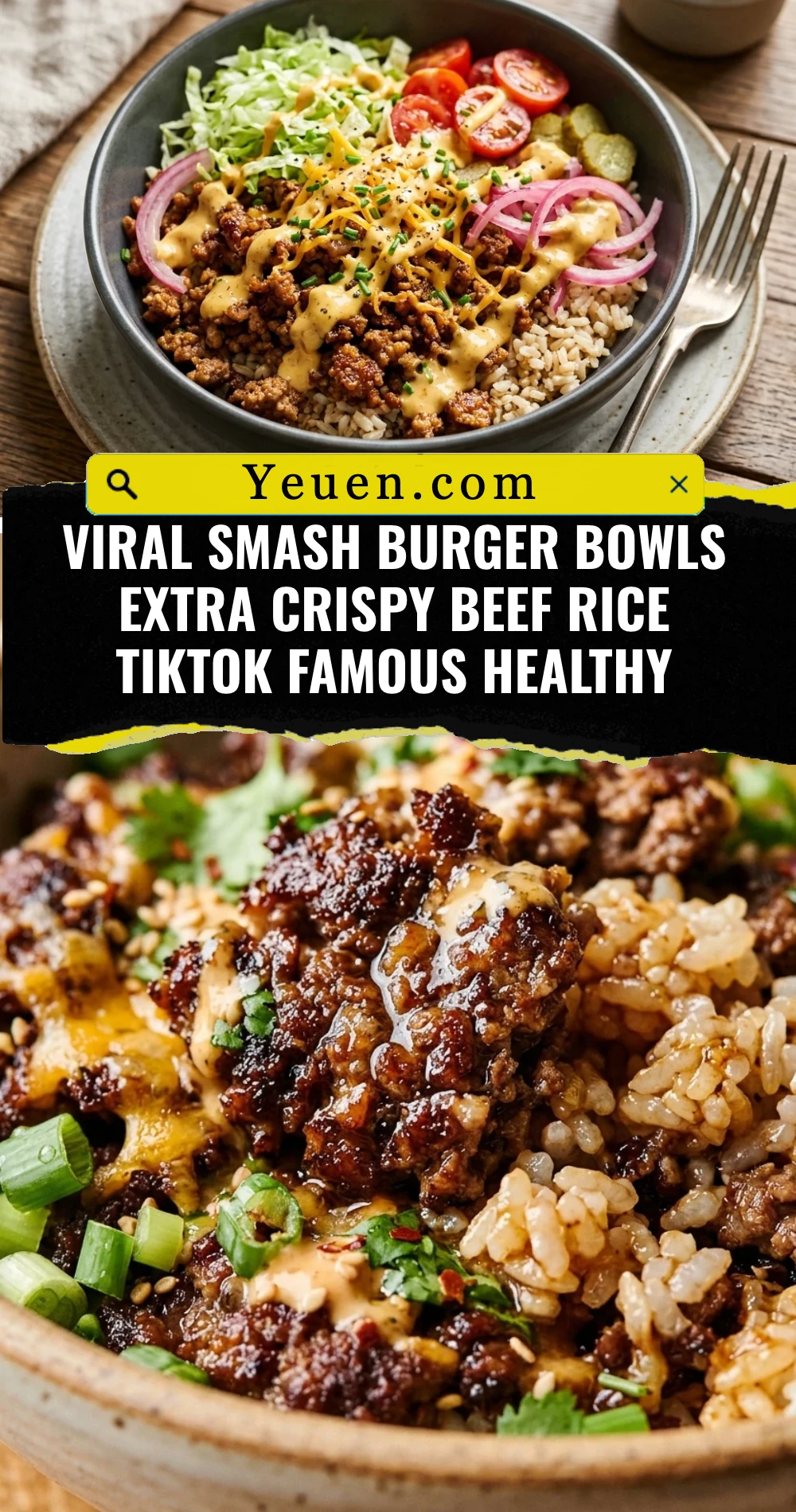 Viral Smash Burger Bowls Extra Crispy Beef Rice TikTok Famous Healthy