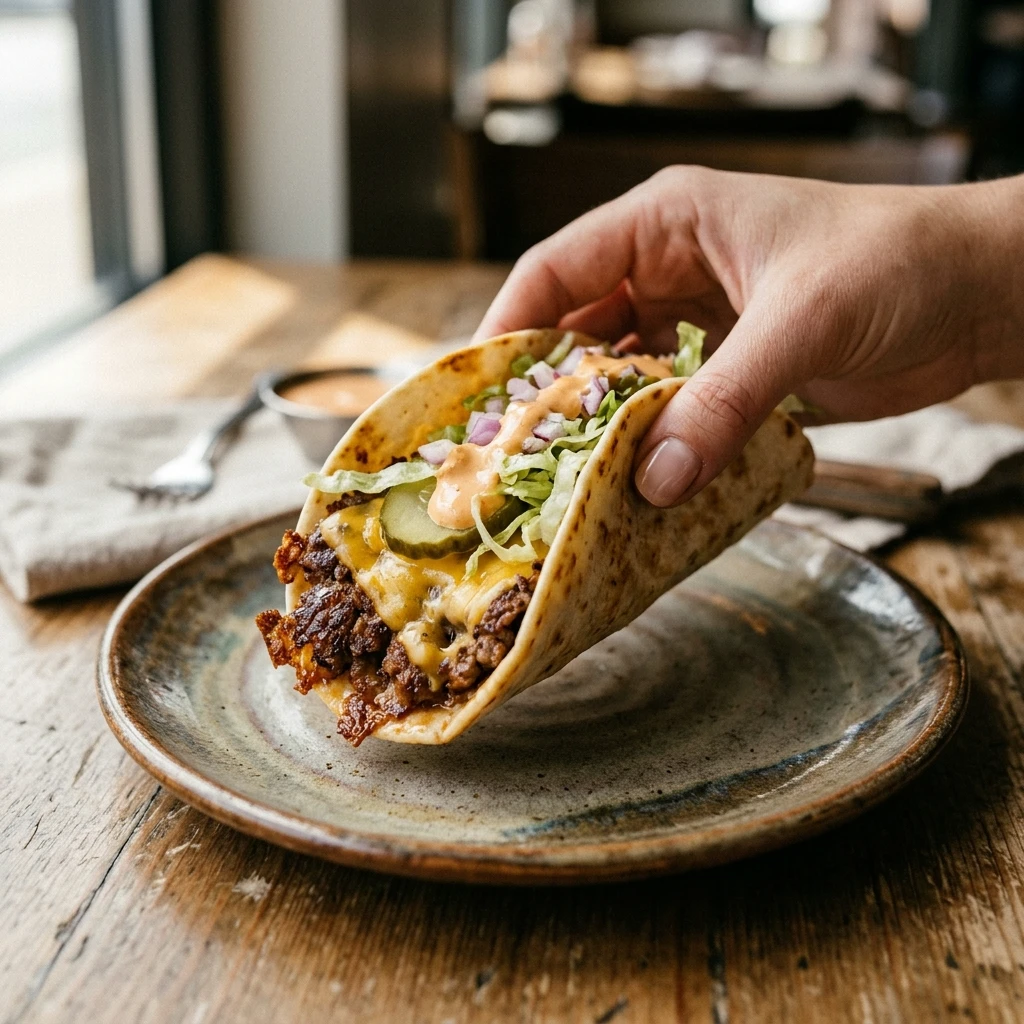 Viral Smash Burger Tacos Extra Crispy Beef Cheese 5 Minute TikTok Famous