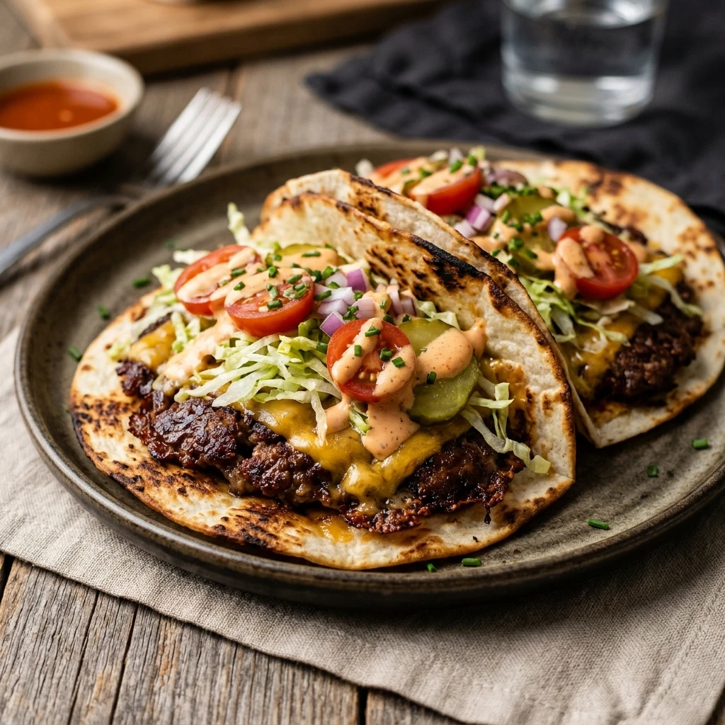 Viral Smash Burger Tacos Extra Crispy Beef Cheese 5 Minute TikTok Famous