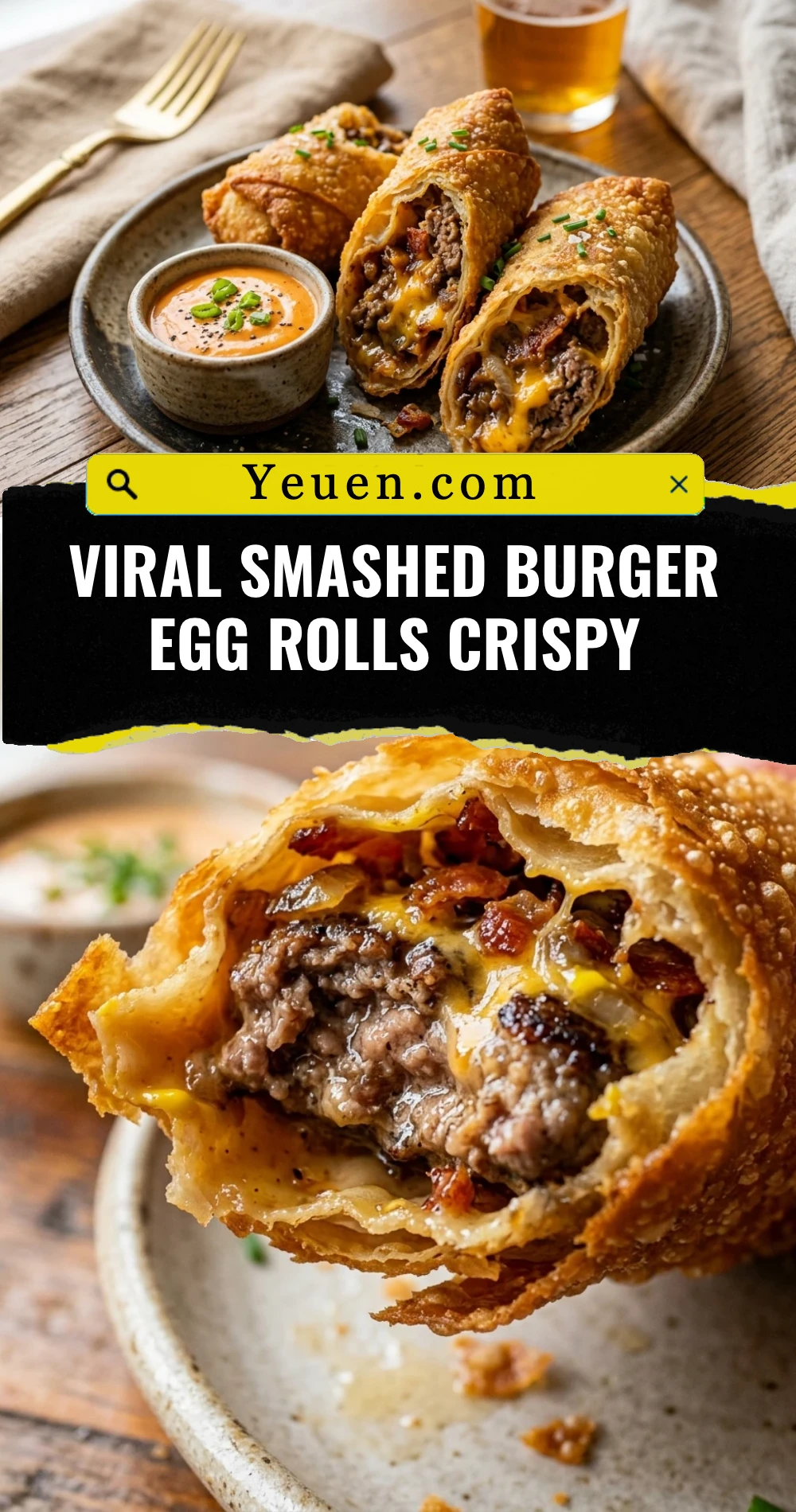 Viral Smashed Burger Egg Rolls Crispy