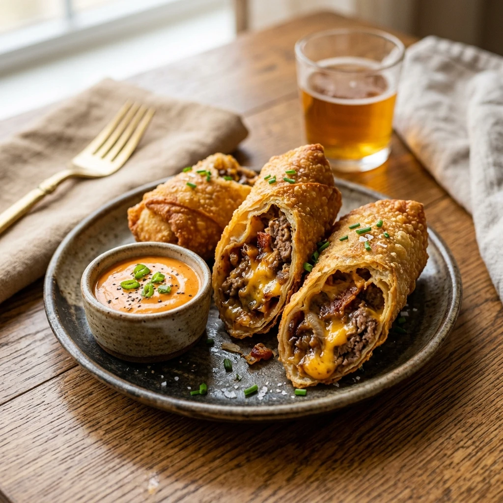 Viral Smashed Burger Egg Rolls Crispy