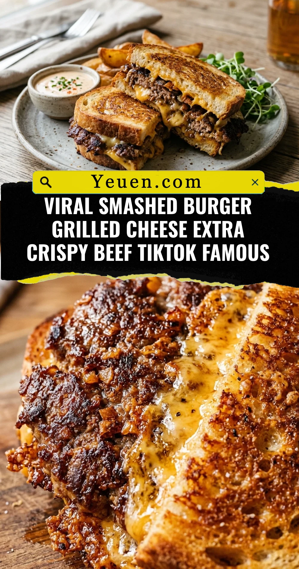 Viral Smashed Burger Grilled Cheese Extra Crispy Beef TikTok Famous