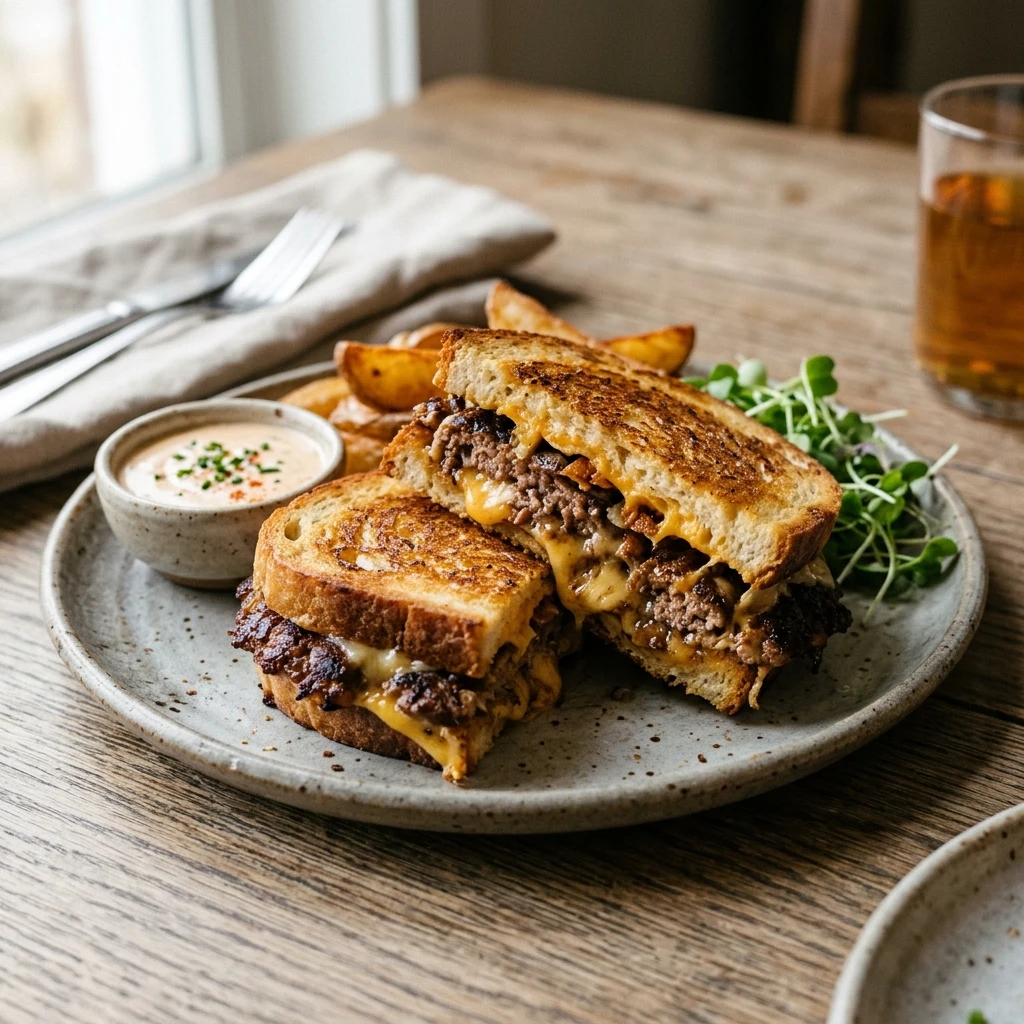 Viral Smashed Burger Grilled Cheese Extra Crispy Beef TikTok Famous