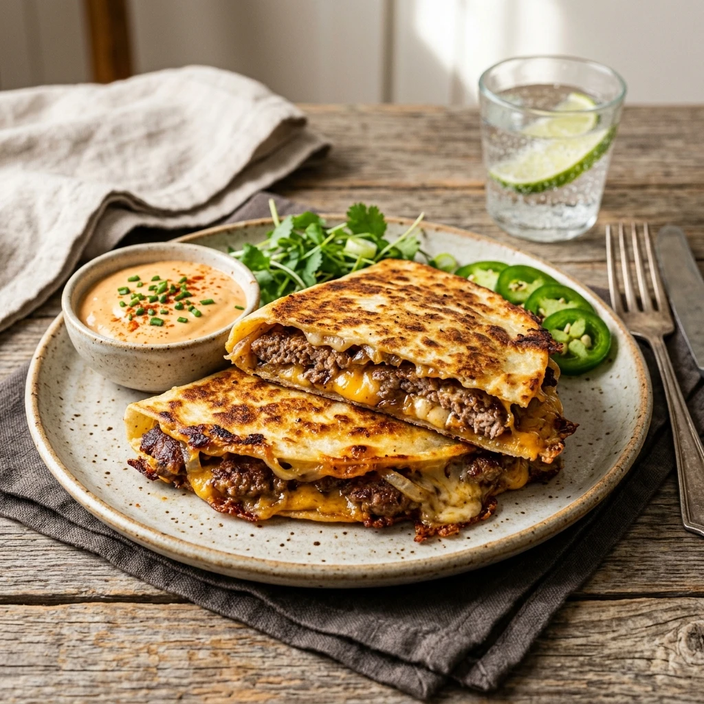 Viral Smashed Burger Quesadillas Crispy
