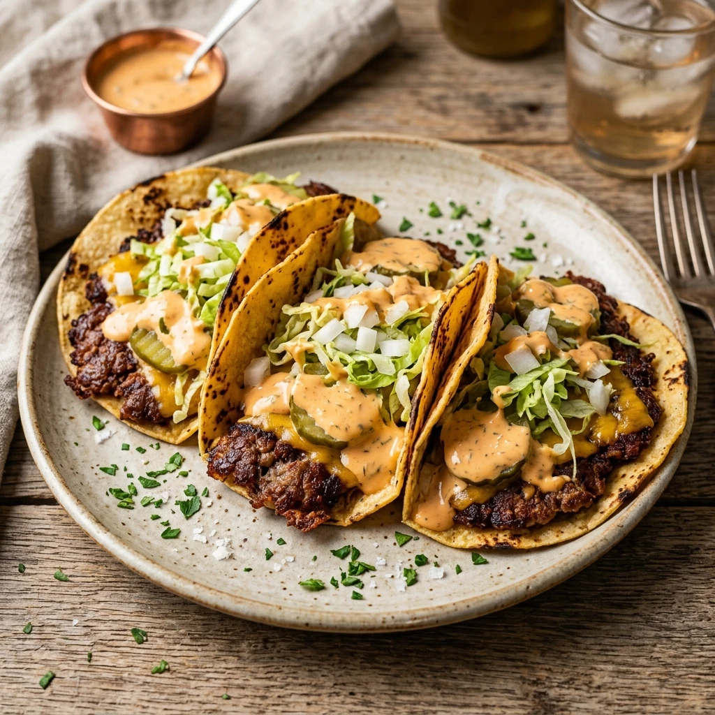 Viral Smashed Burger Tacos With Big Mac Sauce Extra Crispy TikTok Famous