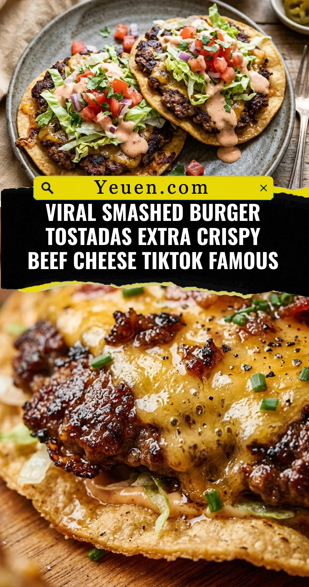 Viral Smashed Burger Tostadas Extra Crispy Beef Cheese TikTok Famous