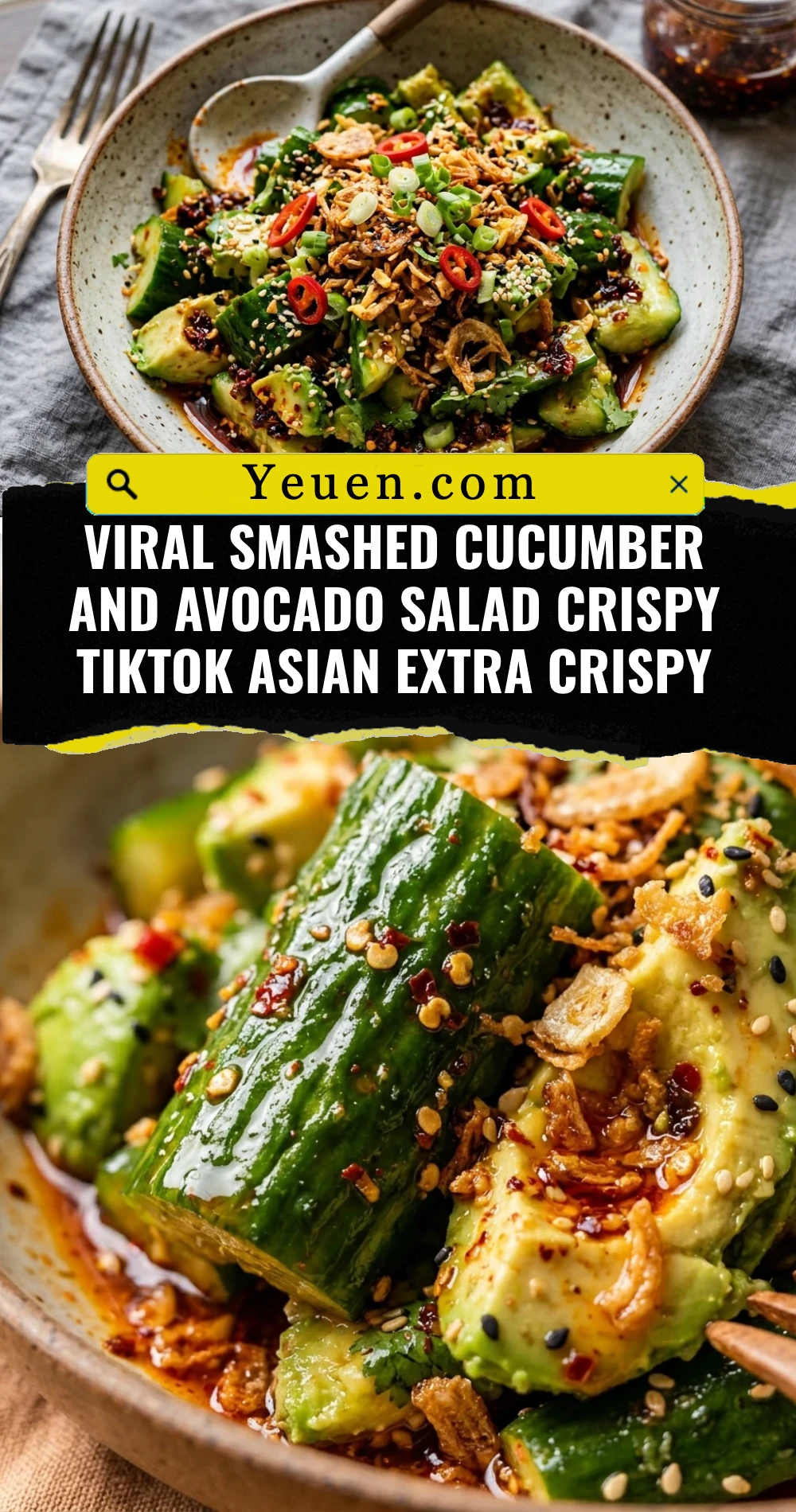 Viral Smashed Cucumber And Avocado Salad Crispy TikTok Asian Extra Crispy