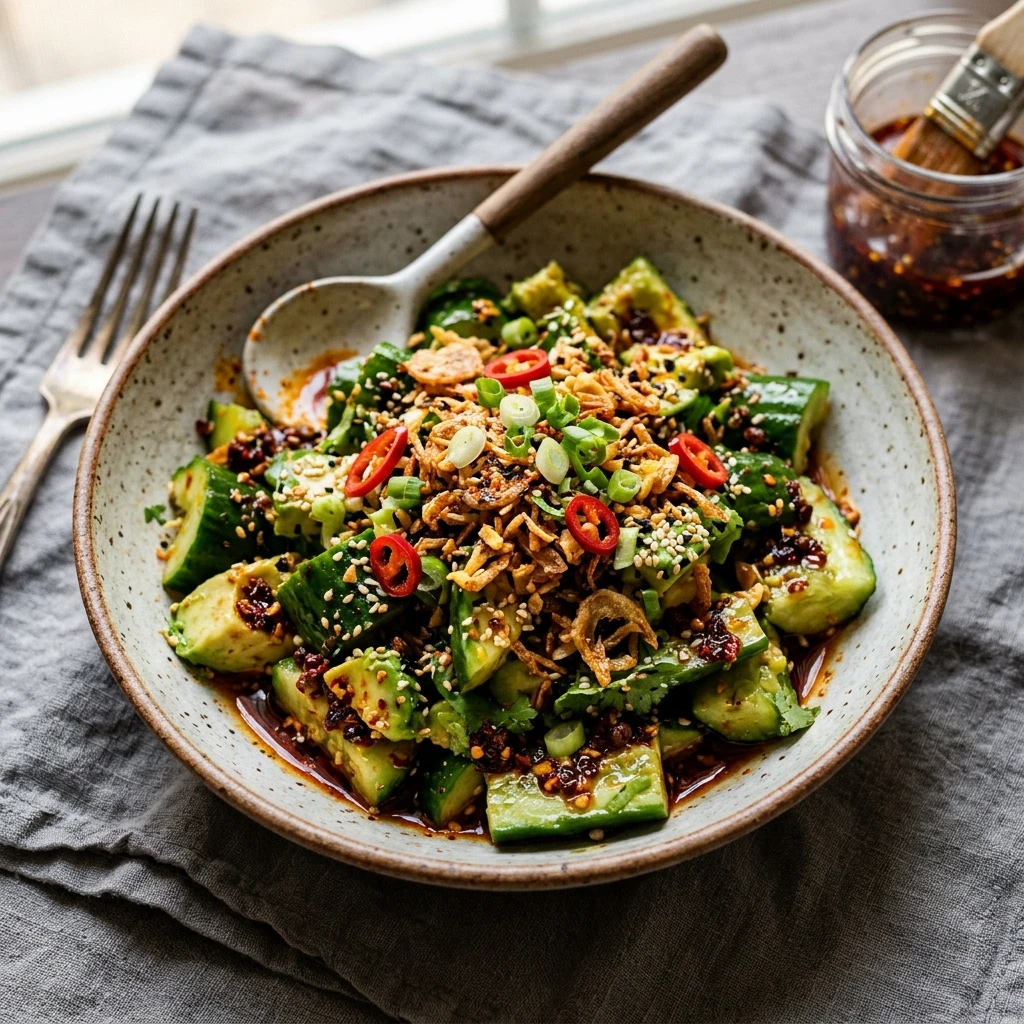 Viral Smashed Cucumber And Avocado Salad Crispy TikTok Asian Extra Crispy