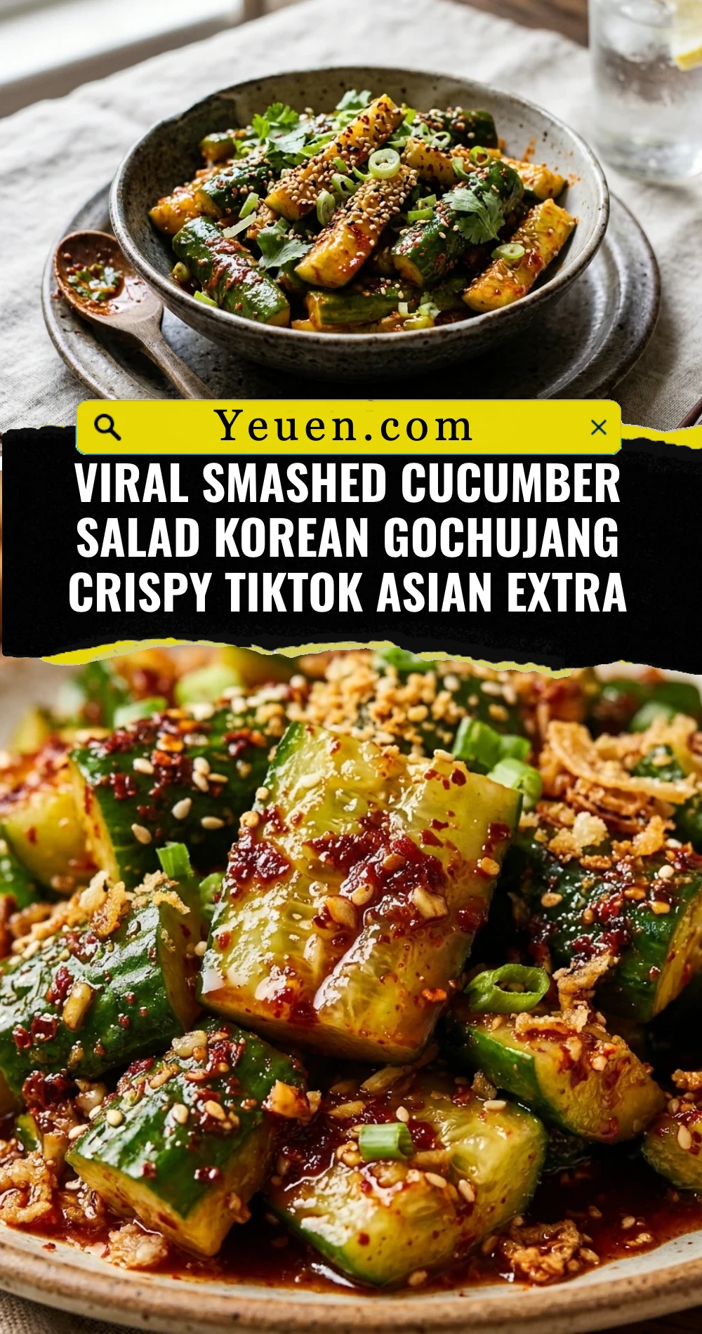 Viral Smashed Cucumber Salad Korean Gochujang Crispy TikTok Asian Extra